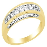 1. CT Princess Cut White Natural Diamond Anniversary Band Ring в 14K жълто златен пръстен с размер - 4.5
