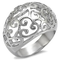 Дамски пръстени с висок полиран пръстен от неръждаема стомана без камък TK055