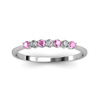 Сватбена лента Pink Sapphire and Diamond Stone 0. CT TW в 14K бяло злато.size 8.0