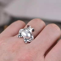 Bestope Silver Frog Open Ring Vintage Animal Finger Ring Удобна мода Жени бижута Декорация за парти годишнина сватба