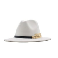 zttd дамски класически широк флопи панама шапка колан катарама вълна fedora шапка a