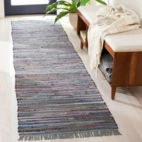 6 '9' Ivory Multi Handmated Boho Stripe памучен килим