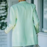 Huaai Blazers за жени Бизнес ежедневни дамски блейзър отворен фронт мода дълъг ръкав бизнес работа ежедневни костюми Якета Леки нарязани якички Mint Mint Green XL