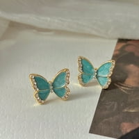 Hanxiulin Mint Green Butterfly Eckrings Tiny Cute Suder обеци за жени момичета