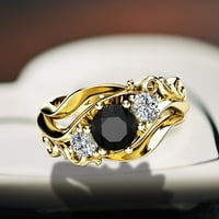 Модна цветна линия Черен цирконов пръстен Дамски пръстен диамантен пръстен за жени