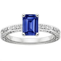 Harry Chad Enterprises 3. CT White Gold Gemstone Ring с Accent Emerald Blue Sapphire, размер 6.5