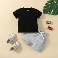 Ketyyh-chn летни момчета дрехи дрехите за малки деца с къс ръкав ежедневни тениски къси панталони черни, 100