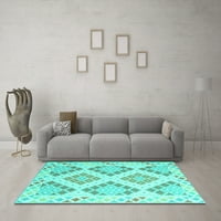 Ahgly Company Machine Wareable Indoor Rectangle Southwestern Turquoise Blue Country Area Rugs, 5 '8'