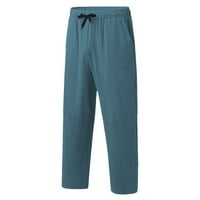 B91XZ Потни панталони за мъже мъже пролет и летни панталони ежедневни всички плътни цветове памучен памучен панталон моден плажен панталон, размер 4xl
