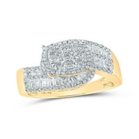 10kt жълто злато дамски кръгъл диамантен клъстер пръстен cttw