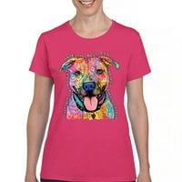 Tee Hunt Dean Russo Pets Art Pit Bull Тениска на всеки има най-добри кучета женски тениска тениска, розово, среден