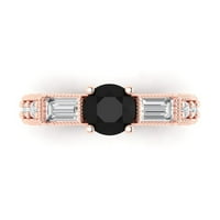 2. CT Brilliant Round Cut Natural Ony 14K Rose Gold Politaire с акценти с три камъни с размер 5.5