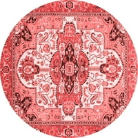 Ahgly Company Indoor Round Abstract Red Modern Area Rugs, 8 'Round