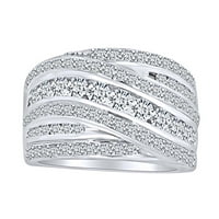 2. Карат кръгла форма бяла естествена диамант годишнина сватбена лента пръстен в 14k твърд бял златен пръстен Размер-10