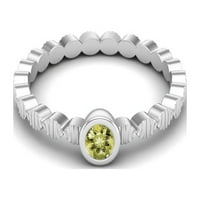 Стерлинг сребърен кръгъл лимонов кварц подредени жени годишнини пръстен