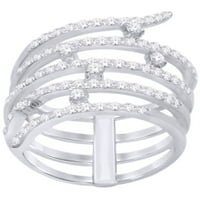 14k бяло злато 0. cttw кръг отрязано бяло естествен диамант спирала моден пръстен за жени с размер на пръстена 9