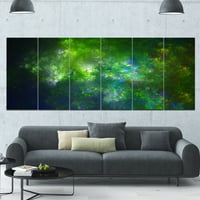 Дизайнерско изкуство „Зелено фрактално небе с замъгляване на звезди“ Графично изкуство Печат на много части изображение на платно