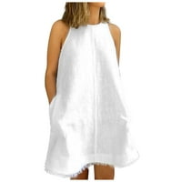 Dianli Sundresses за жени плюс размер ежедневно твърдо памучно бельо резервоар мини рокли с джоб