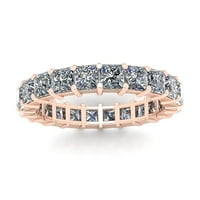 Естествен 4.80ct Princess Cut Diamond Споделено женско юбилейно сватбена лента за вечност пръстен Solid 18k Rose Gold H Si2