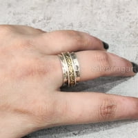 Спинерна лента, медитационен пръстен, сребърен пръстен на стерлинги, въртящ се пръстен на палеца, два тонален пръстен, пръстен за джаджи, ръчно изработени бижута, к?