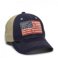 Outdoor Cap Occdu66a American Flag Ducks Unlimited Hat, Navy & Khaki - Възрастен