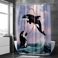 Сладък морски живот печат душ завеса супер готино полиестер баня завеса за декорации комплекти за декор за баня