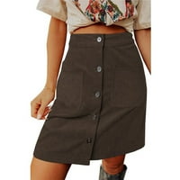 Ballsfhk Fashion's Fashion Solid Color High Toist Corduroy Skirt Button Design Кратка пола Женски поли