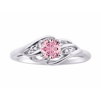 *Rylos Classic Gemstone Pink Ice & Diamond Ring - Октомврийско раждане*