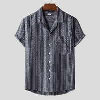 Риза с копче за копче с къс ръкав мъже хавайски късо ръкав плажна риза отпечатани летни ежедневни бутони с якички ризи на яка
