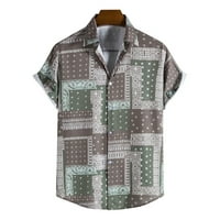 Jsaierl Hawaiian риза за мъже Лятна печат Плажна риза Разхлабени ризи с къс ръкав бутон надолу по боулинг риза отгоре за плажно парти
