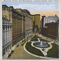 Боулинг зелено и Бродуей, който гледа на север, Ню Йорк, САЩ Печат от Мери Еванс Гренвил Колинс Колекция пощенски картички