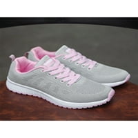 Welliumy дами пешеходни обувки Небрежни маратонки за бягащи обувки Атлетични треньори на открито без плъзгане дантела нагоре сиво-розово 7.5