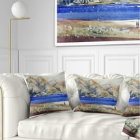 Арт Дизайн „планини и синьо море“ пейзаж отпечатана възглавница за хвърляне.