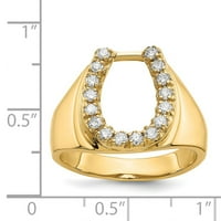 14K Жълто златово пръстенна лента Тематичен диамант кръг AA Men's Horse Shoe, размер 6