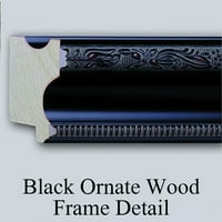 Albert Anker Black Ornate Wood Framed Double Matted Museum Art Print, озаглавен - Земеделски производител четене на пейката на печката