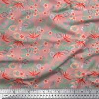 Soimoi Georgette Viscose Fabric Tropical Leaves, Plumeria & Heliconia Floral Printed Craft Fabric край двора