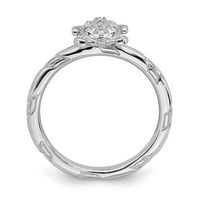 Сребърен сребърен изрази с диамантени костенурки Размер на пръстена: 6; за възрастни и тийнейджъри; За жени и мъже