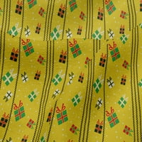 Oneoone Viscose Jersey Yellow Mabric Merry Christmas рокля Материал за печат от печат от двора Wide-Q9n