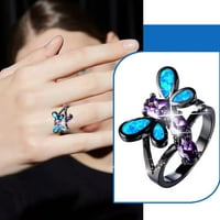 Heiheiup смесен цвят пеперуда опал пръстен творчески прости пръстени пръстени сладки