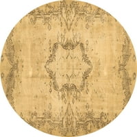 Ahgly Company Indoor Round Abstract Brown Contemporary Area Rugs, 3 'Round