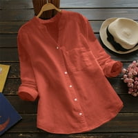 Luiyenes Небрежна памучна риза ръкав дълъг бутон Бльона Блуза върхове жени солидна женска блуза