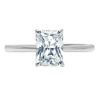 1. CT Brilliant Radiant Cut Clear Simulated Diamond 18K White Gold Politaire Ring SZ 10.5