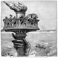 Статуя на свободата: факла. Гравиране на Nwood, американска, края на 19 век. Печат на плакат от