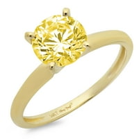 1,5ct кръгла режещ жълт симулиран диамант 14k жълто злато годишнина годежен пръстен размер 5.5