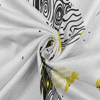 Oneoone Rayon White & Yellow Fabric Rooster Cock Sewing Material Print Fabric край двора