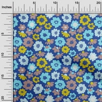 OneOone Cotton Poplin Blue Fabric Asian Retro Floral Craft Projects Decor Fabric Отпечатано от двора