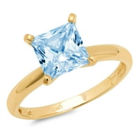 0,5ct Princess Cut Blue симулиран диамант 14k жълто злато годишнина годежен пръстен размер 10.25