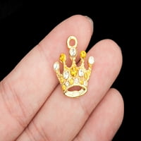 Злато-завършена форма на короната висулка кафяв кристал preciosa кристална огърлица благородна метална плоча focal