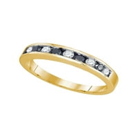 Солидна 10k жълто злато кръг син диамантен лента годеж сватба годишнина пръстен CT. - Размер 7