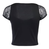 Ризи за жени модерни есенни винтидж годни дантелени мрежести готически яка тънка сплайсиране блуза женски върхове